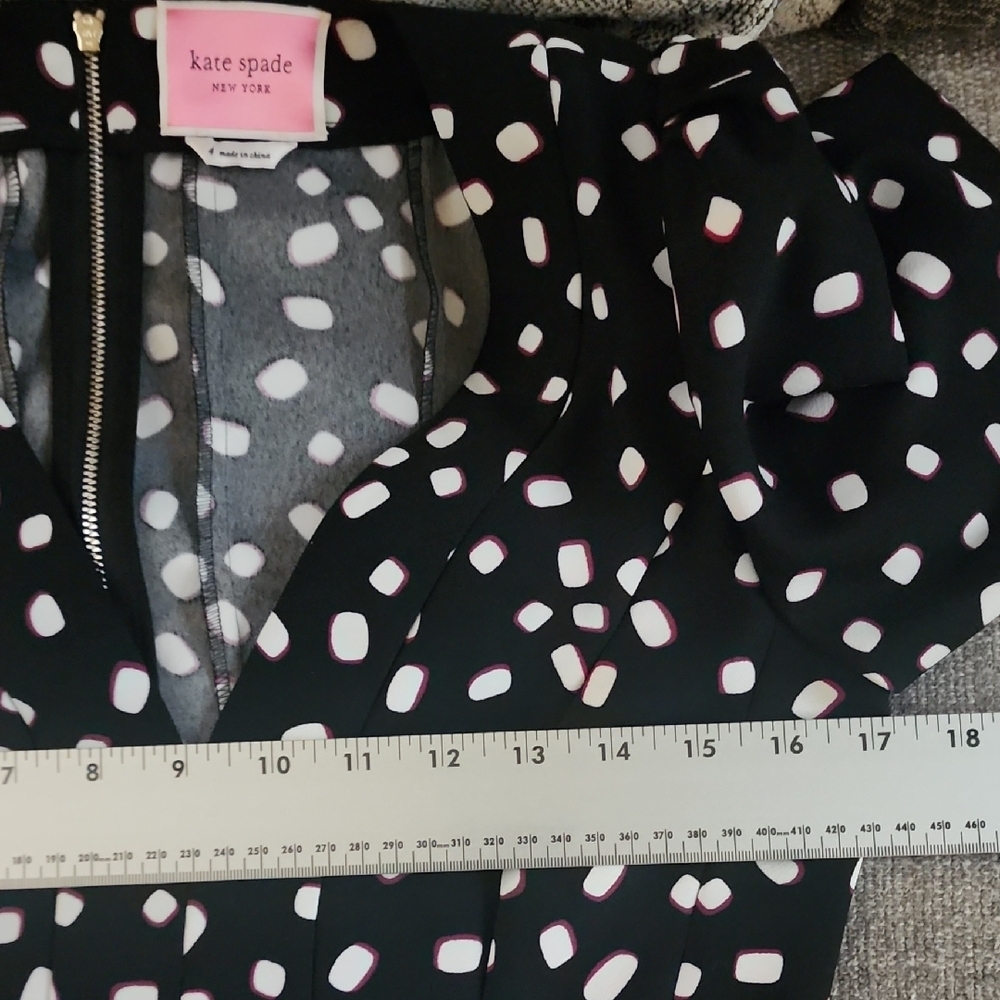 Kate Spade New York Mellow Black Polka Dot Fit & Flare Dress V-Neck - Picture 9 of 10